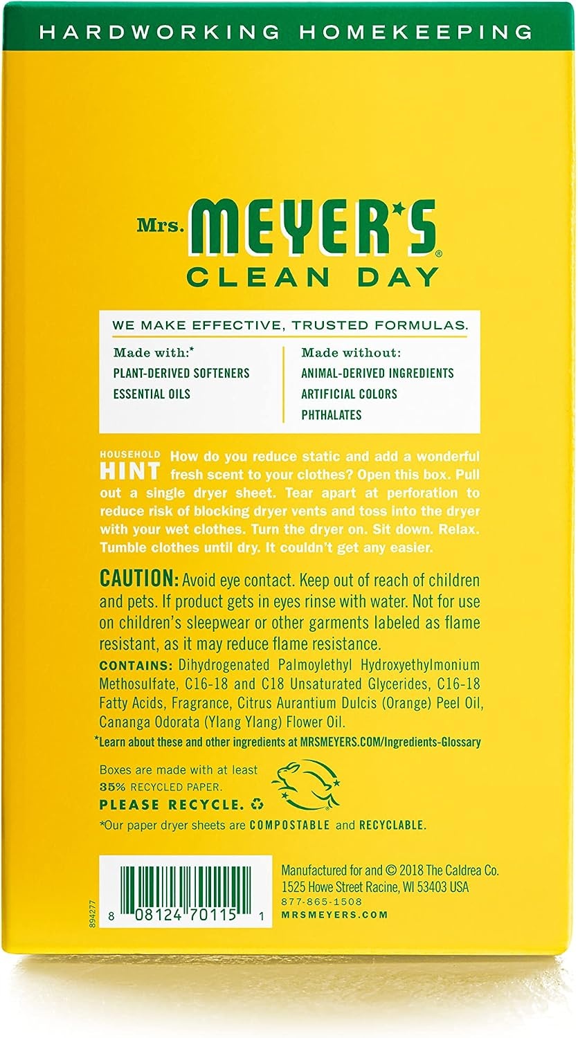 image:imageMRS MEYERS CLEAN DAY Dryer Sheets Fabric Softener Honeysuckle 80 CountHoneysuckle