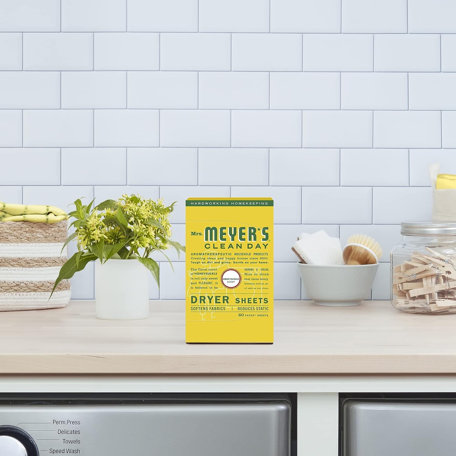 image:imageMRS MEYERS CLEAN DAY Dryer Sheets Fabric Softener Honeysuckle 80 CountHoneysuckle
