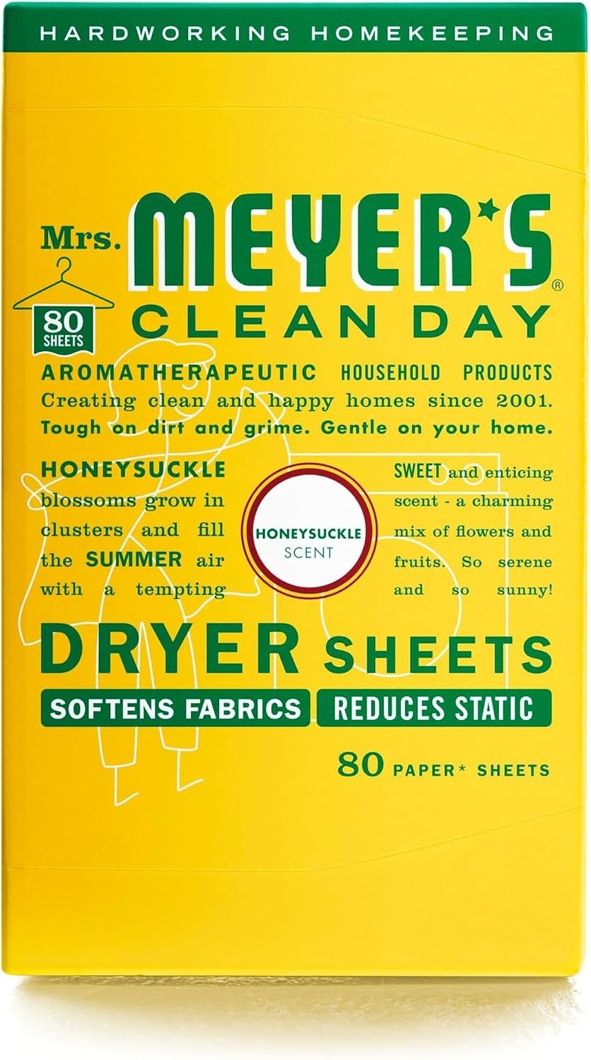 image:imageMRS MEYERS CLEAN DAY Dryer Sheets Fabric Softener Honeysuckle 80 CountHoneysuckle