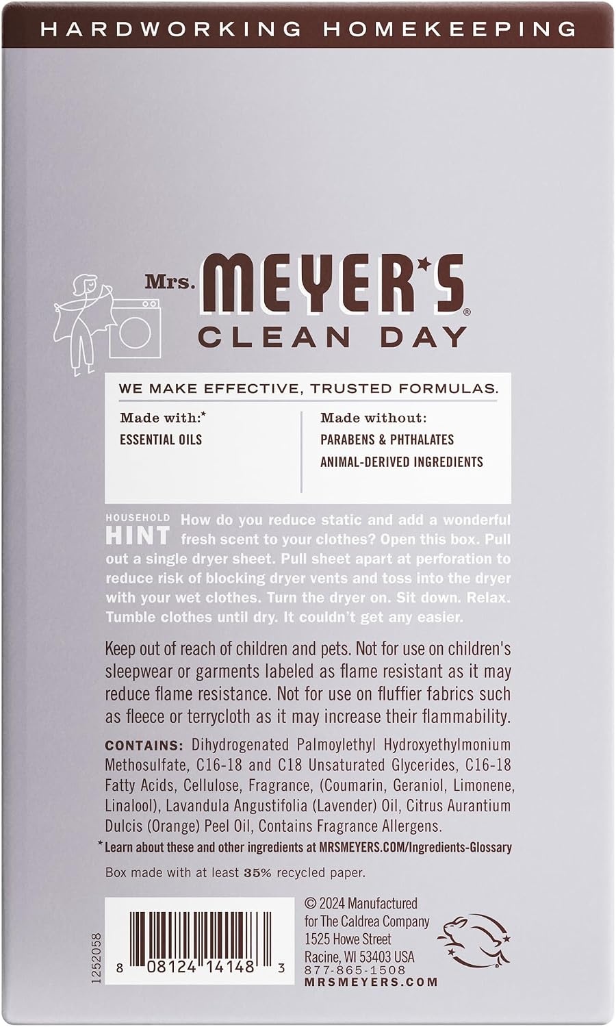 image:imageMRS MEYERS CLEAN DAY Dryer Sheets Fabric Softener Honeysuckle 80 CountLavender