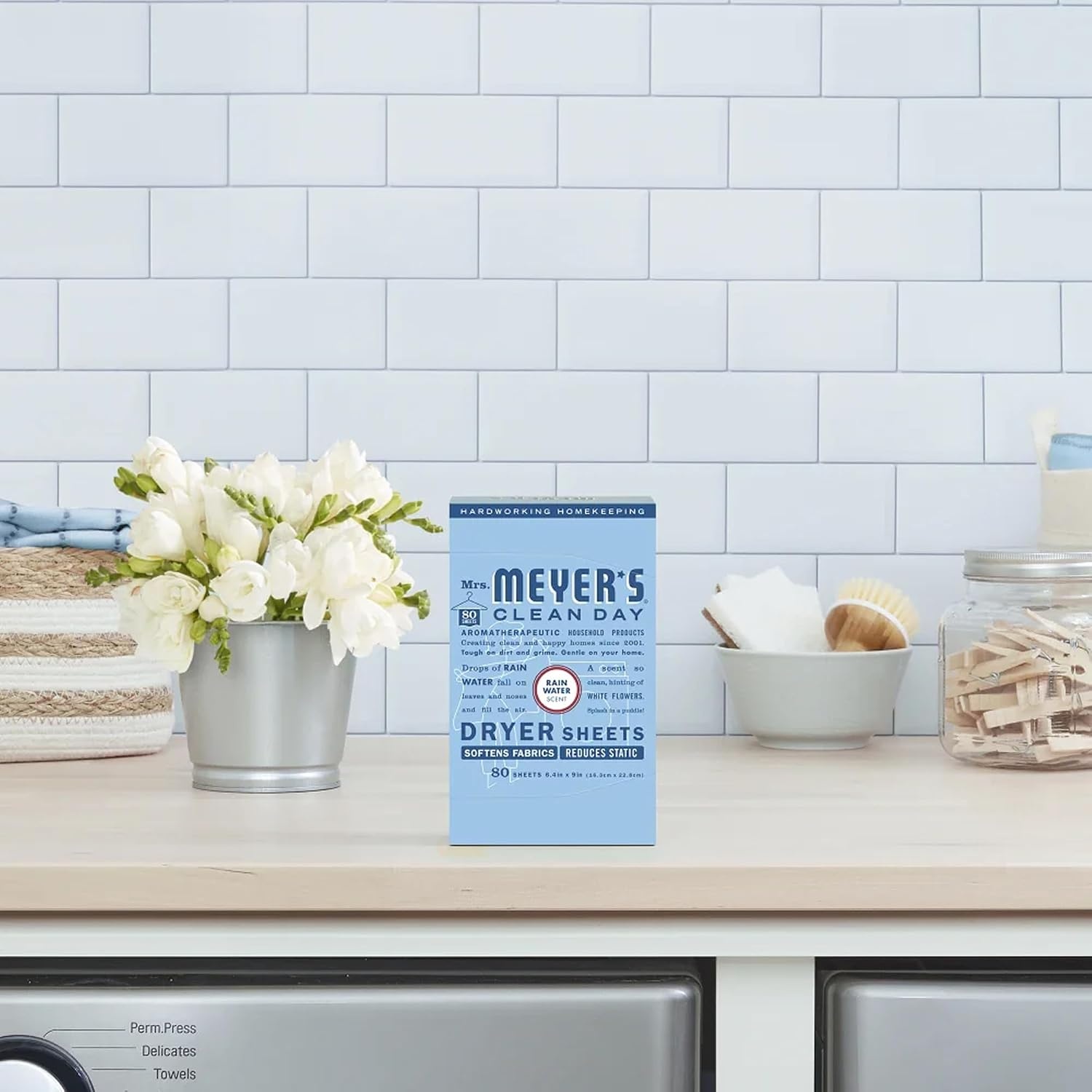 image:imageMRS MEYERS CLEAN DAY Dryer Sheets Fabric Softener Honeysuckle 80 CountRain Water