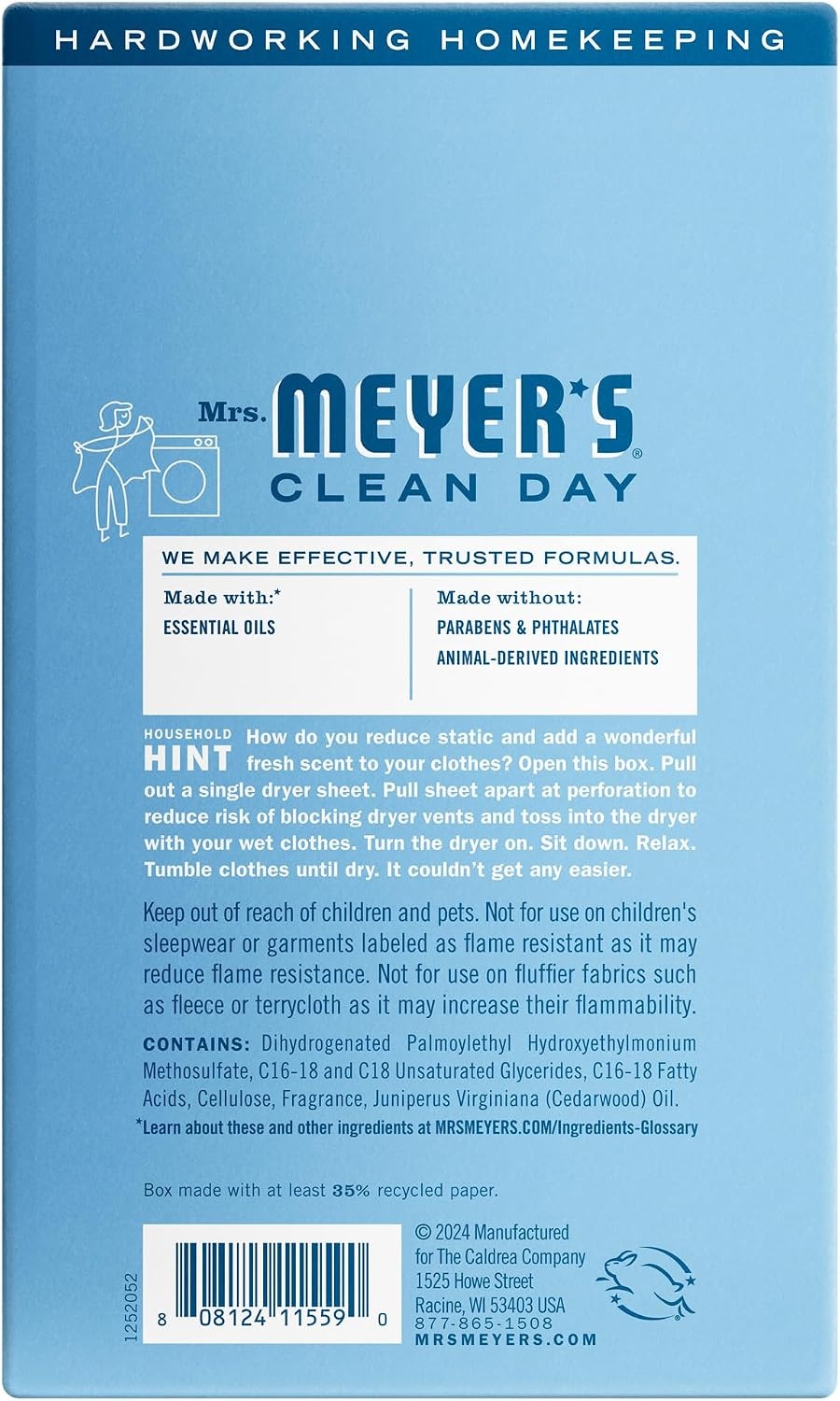 image:imageMRS MEYERS CLEAN DAY Dryer Sheets Fabric Softener Honeysuckle 80 CountRain Water