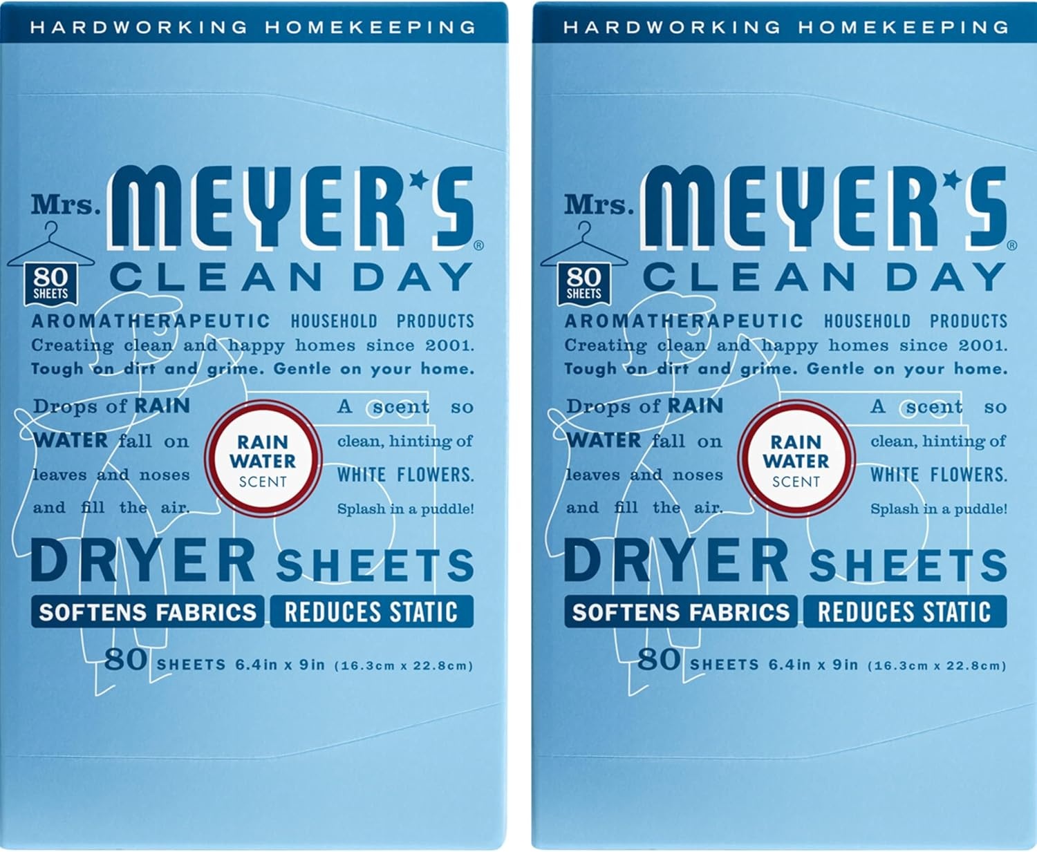 image:imageMRS MEYERS CLEAN DAY Dryer Sheets Fabric Softener Honeysuckle 80 CountRain Water
