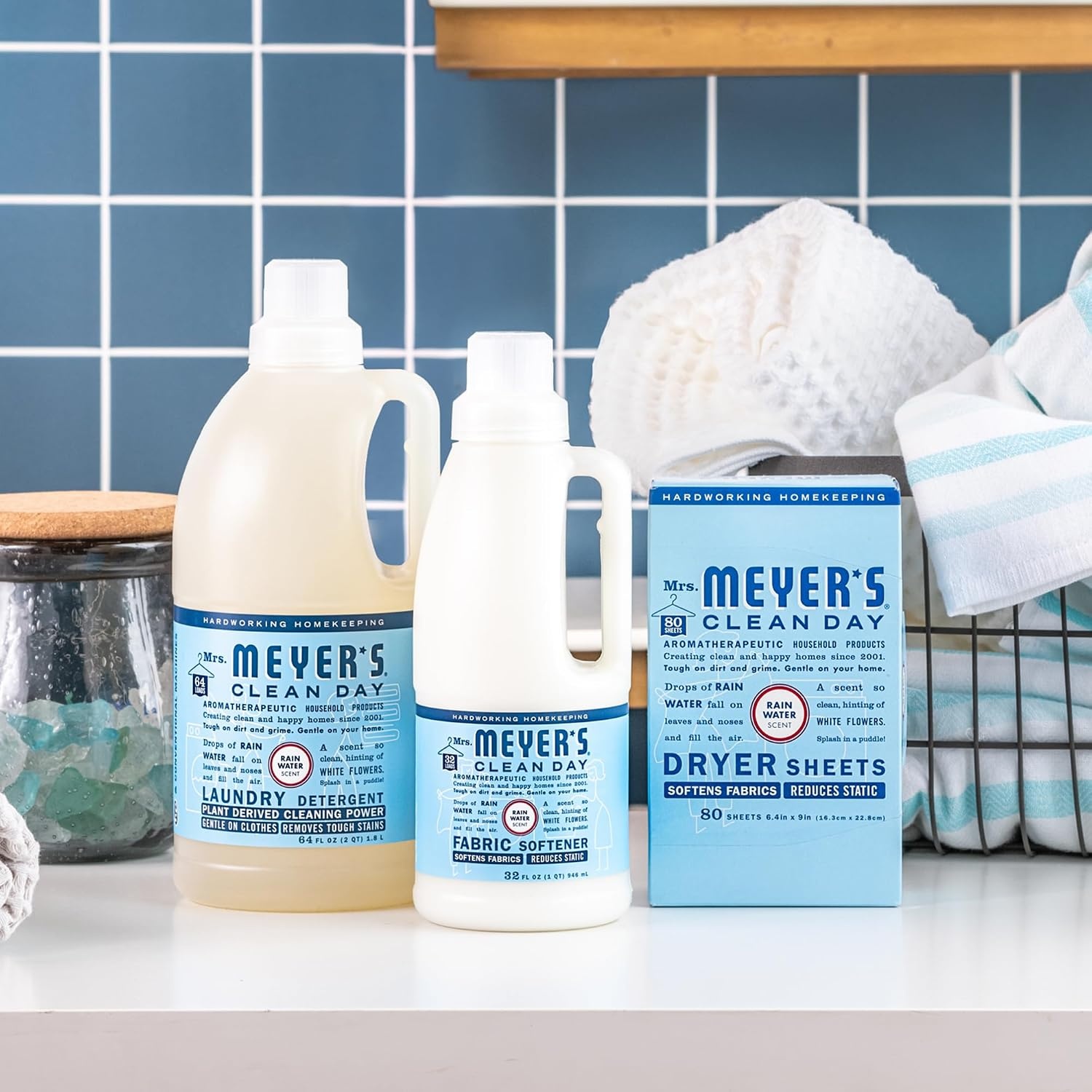 image:imageMRS MEYERS CLEAN DAY Dryer Sheets Fabric Softener Honeysuckle 80 CountRain Water