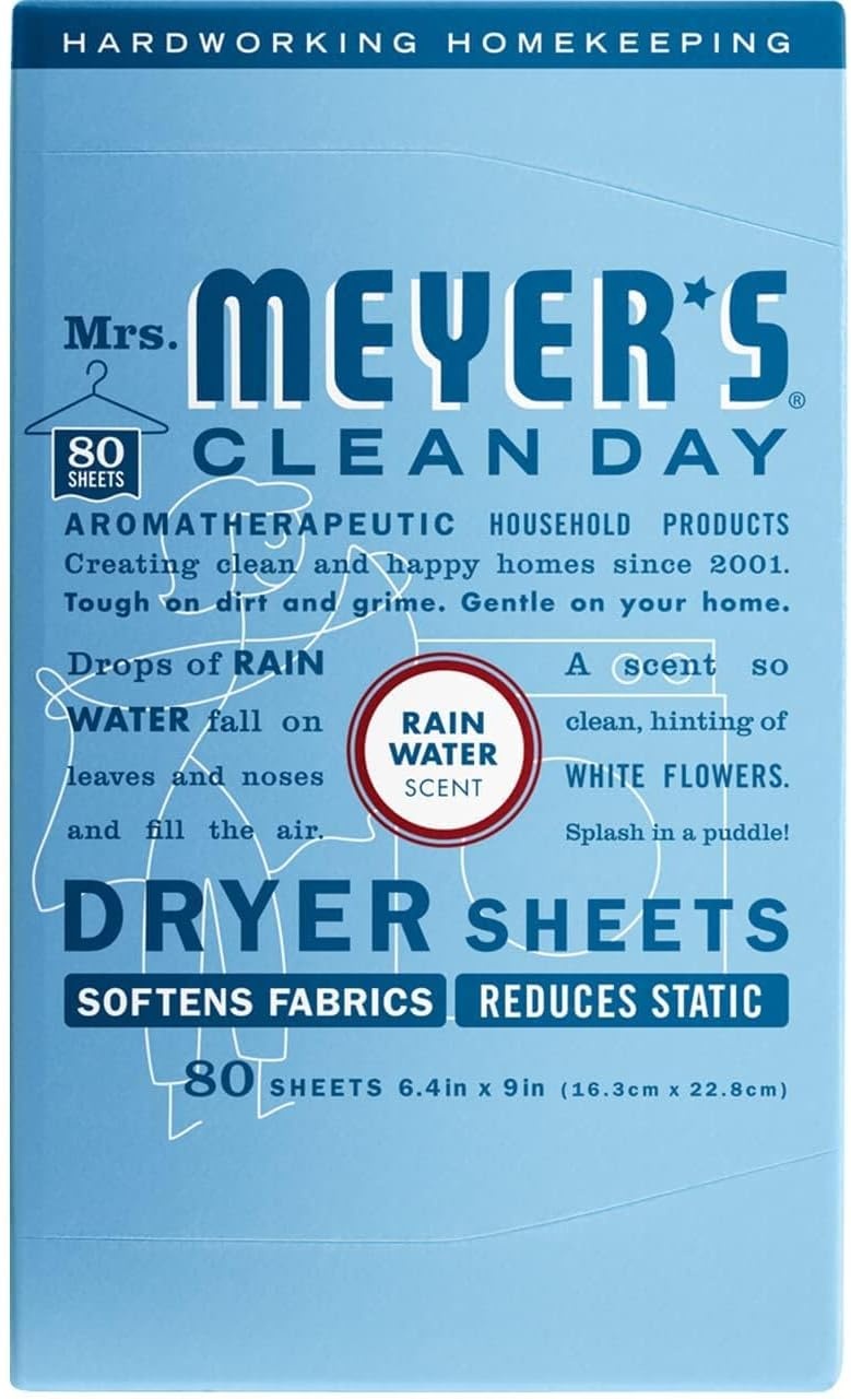 image:imageMRS MEYERS CLEAN DAY Dryer Sheets Fabric Softener Honeysuckle 80 CountRain Water