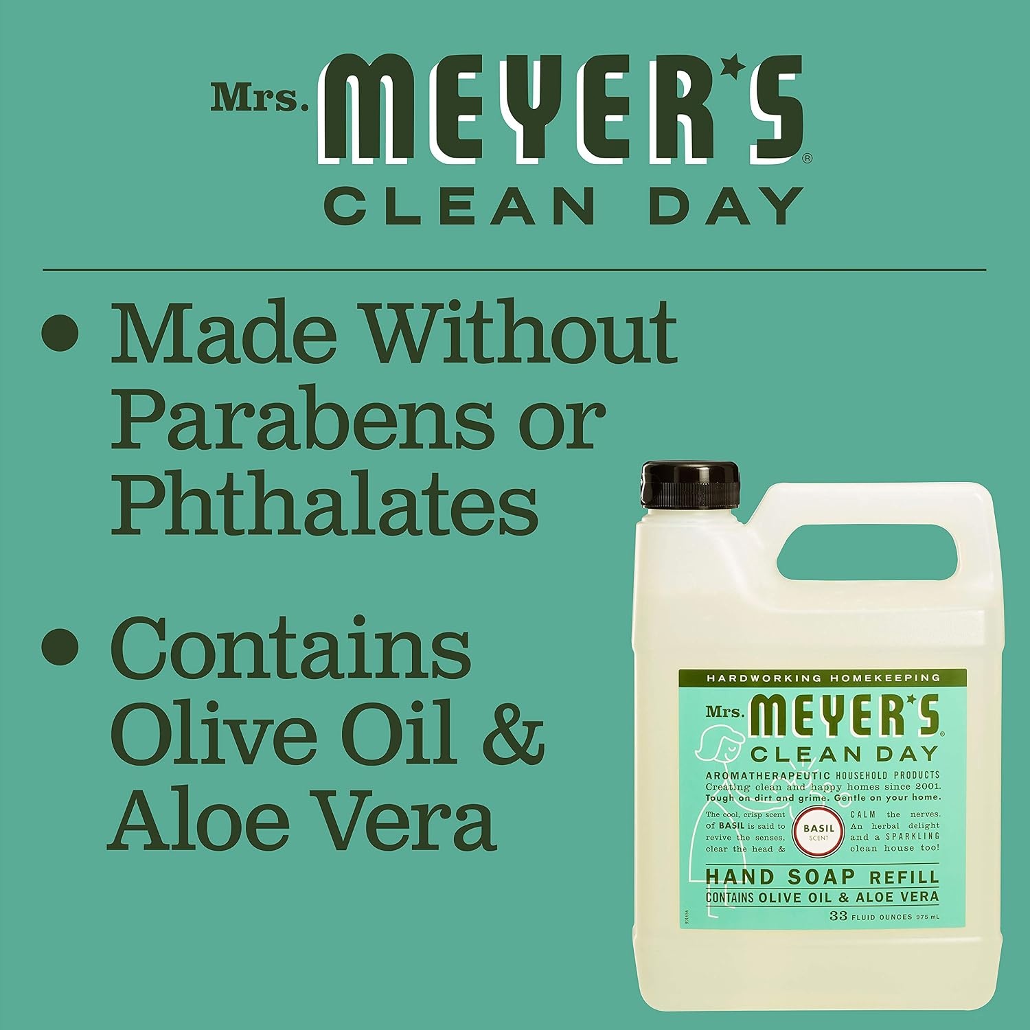 image:imageMRS MEYERS CLEAN DAY Hand Soap Refill Geranium Scent 33 Fl Oz BottleBasil