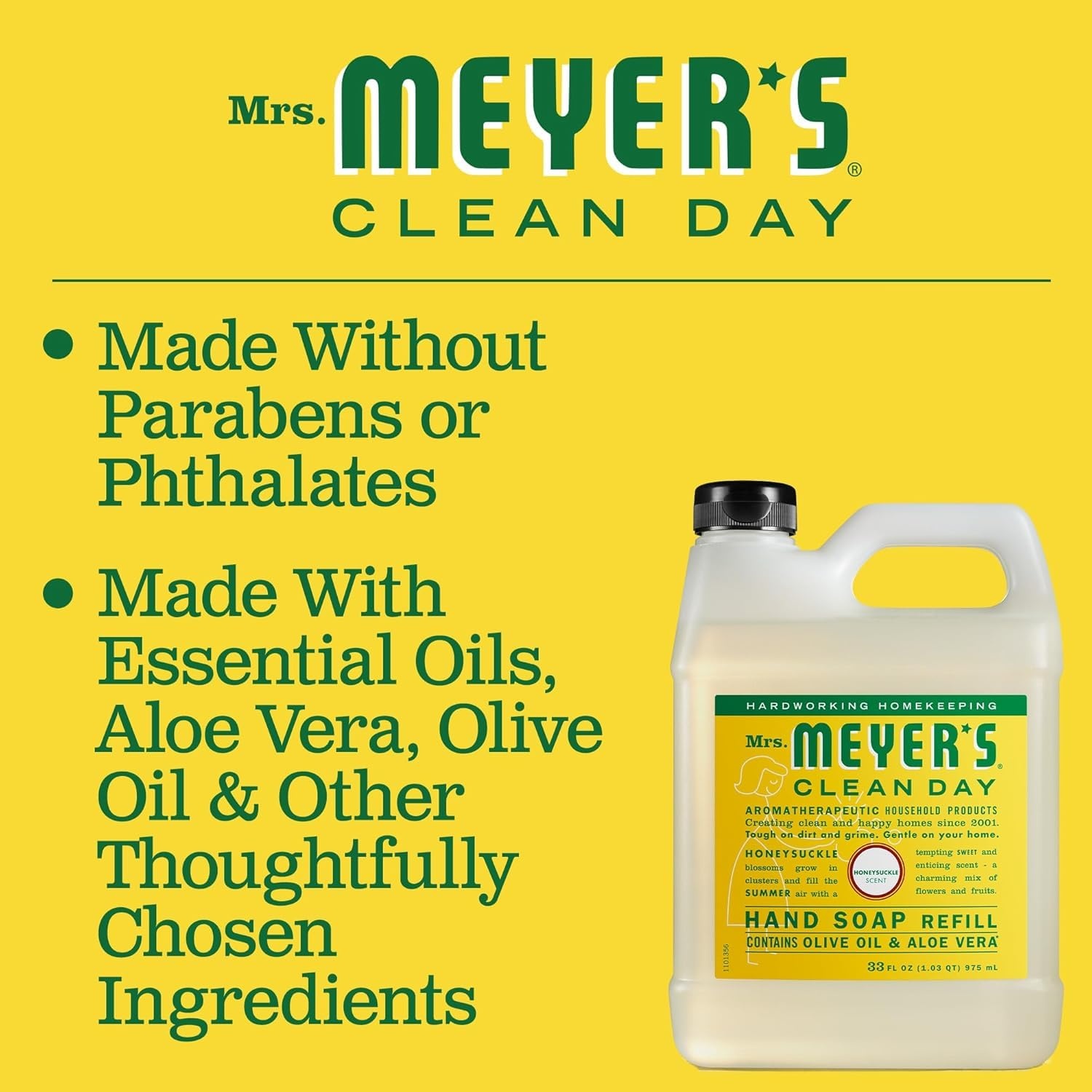 image:imageMRS MEYERS CLEAN DAY Hand Soap Refill Geranium Scent 33 Fl Oz BottleHoneysuckle Refill