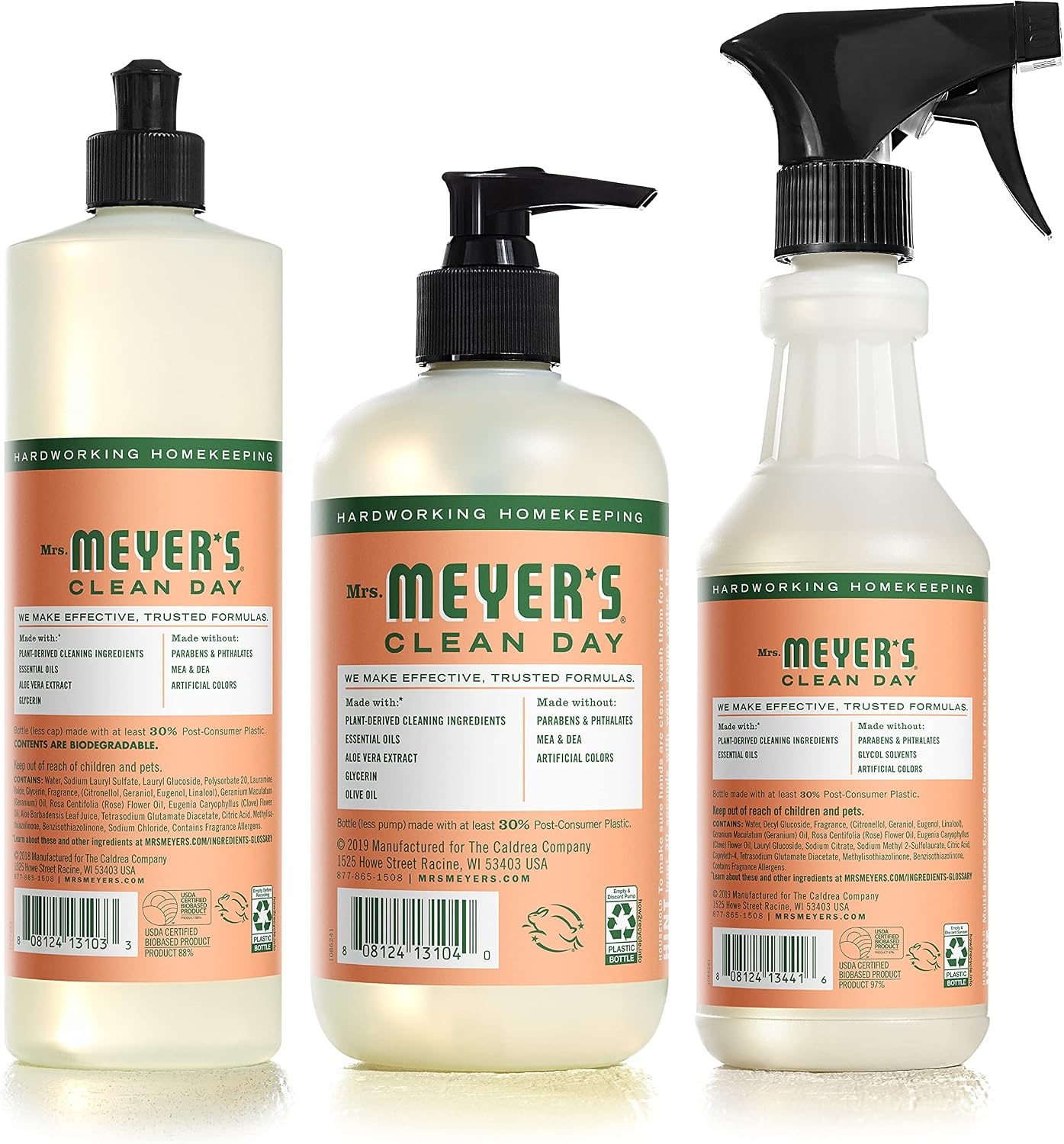 image:imageMRS MEYERS CLEAN DAY Kitchen Basics Set Basil Scent Cleaning Supplies includes Hand Soap 125 Fl Oz Dish Soap 16 Fl Oz and MultiSurface Cleaner 16 Fl OzGeranium