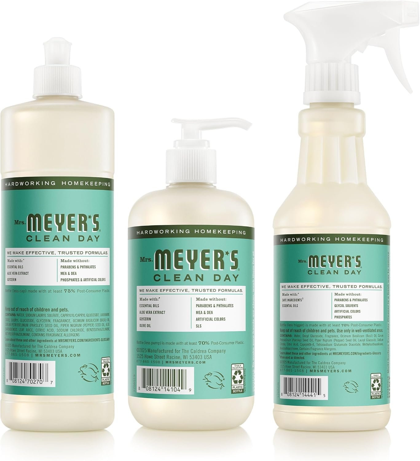 image:imageMRS MEYERS CLEAN DAY Kitchen Basics Set Basil Scent Cleaning Supplies includes Hand Soap 125 Fl Oz Dish Soap 16 Fl Oz and MultiSurface Cleaner 16 Fl OzBasil
