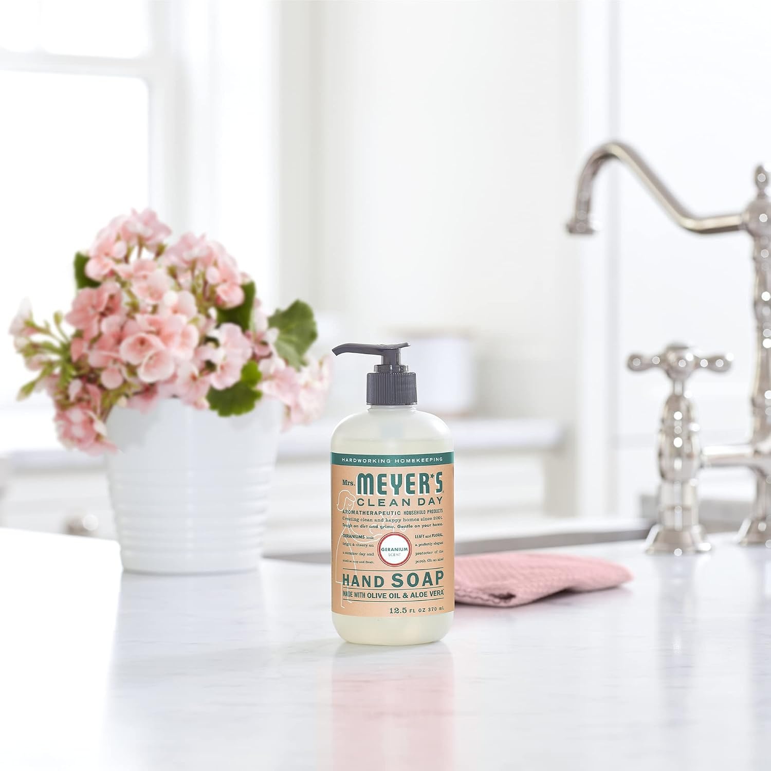 image:imageMRS MEYERS CLEAN DAY Kitchen Basics Set Basil Scent Cleaning Supplies includes Hand Soap 125 Fl Oz Dish Soap 16 Fl Oz and MultiSurface Cleaner 16 Fl OzGeranium