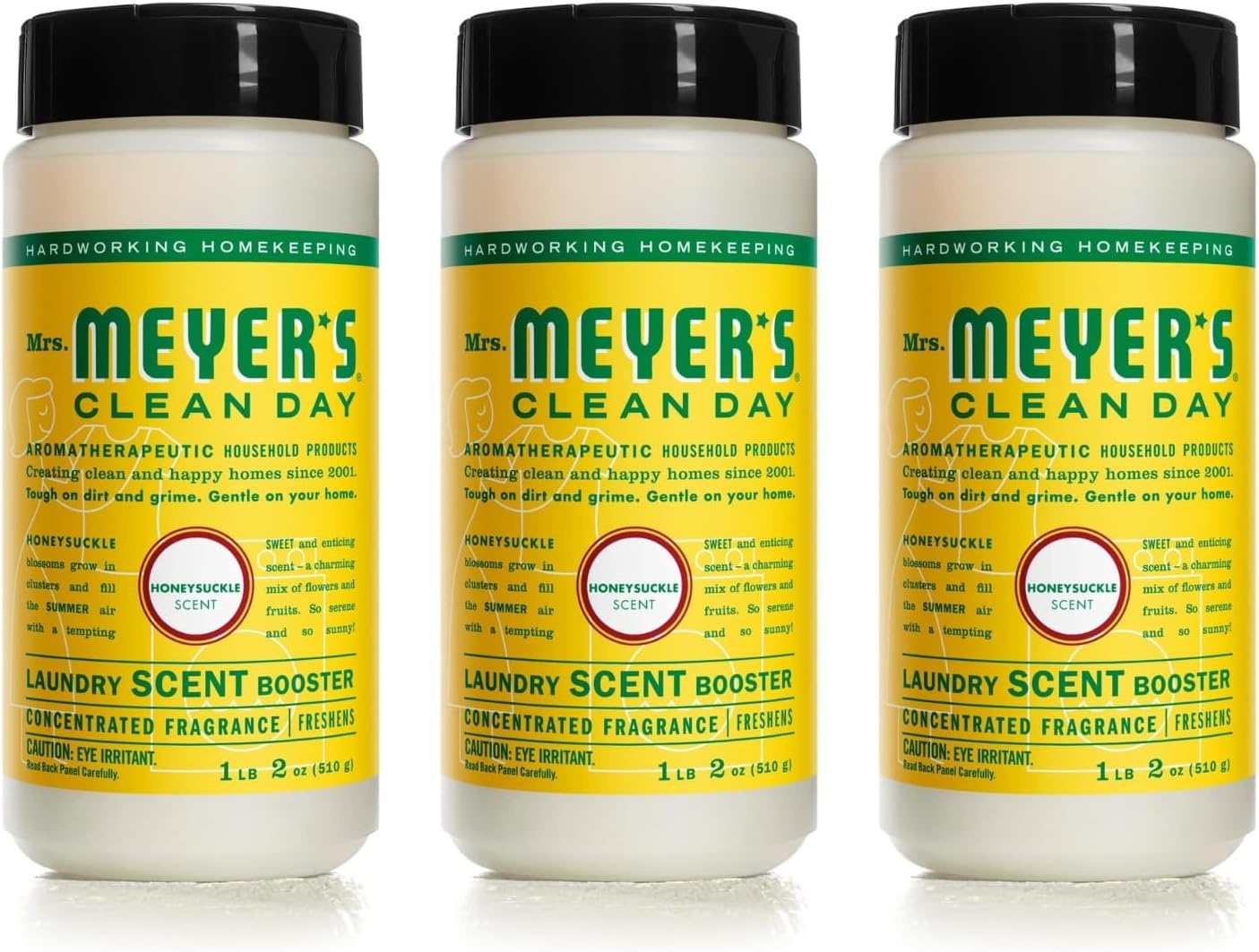 image:imageMRS MEYERS CLEAN DAY Laundry Booster Pair with Liquid Laundry Detergent Or Detergent Pods Honeysuckle 18 ozHoneysuckle