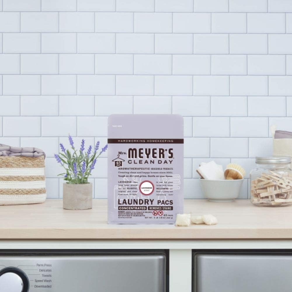 image:imageMRS MEYERS CLEAN DAY Laundry Detergent Pods Biodegradable Formula Ready to Use Laundry Pacs Lavender 45 Count