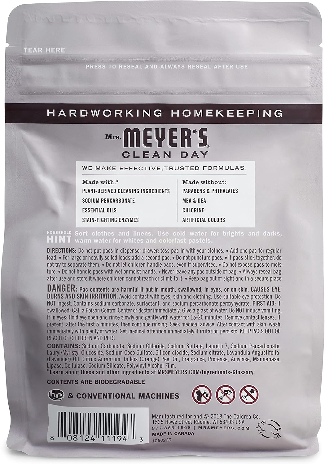 image:imageMRS MEYERS CLEAN DAY Laundry Detergent Pods Biodegradable Formula Ready to Use Laundry Pacs Lavender 45 Count