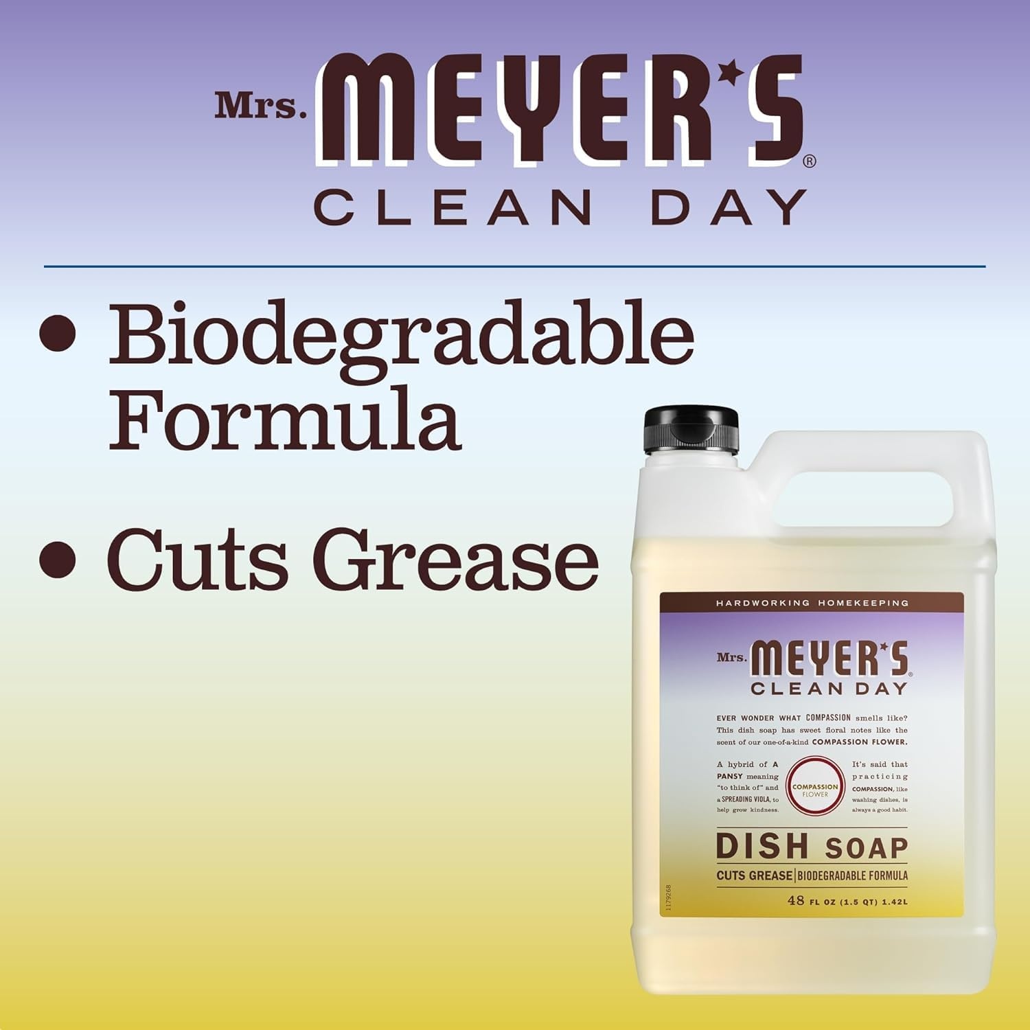 image:imageMRS MEYERS CLEAN DAY Liquid Dish Soap Refill Honeysuckle 48 fl ozCompassion Flower