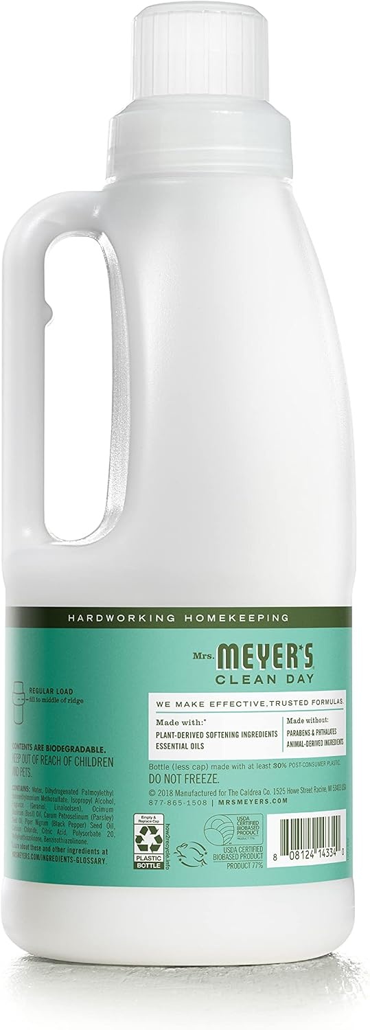 image:imageMRS MEYERS CLEAN DAY Liquid Fabric Softener Infused with Essential Oils Paraben Free Basil 32 oz 32 Loads