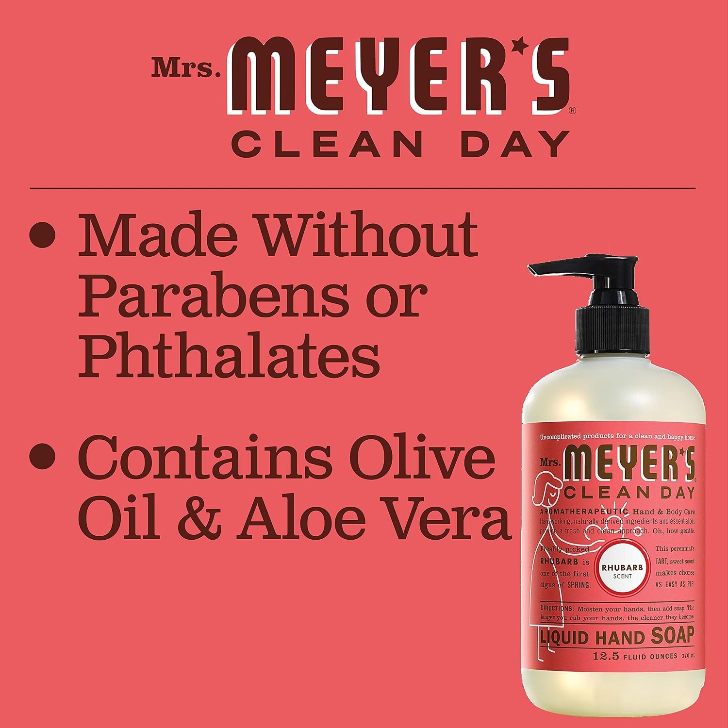 image:imageMRS MEYERS CLEAN DAY Liquid Hand Soap Lavender 125 fl oz 3 PackRhubarbPack of 3