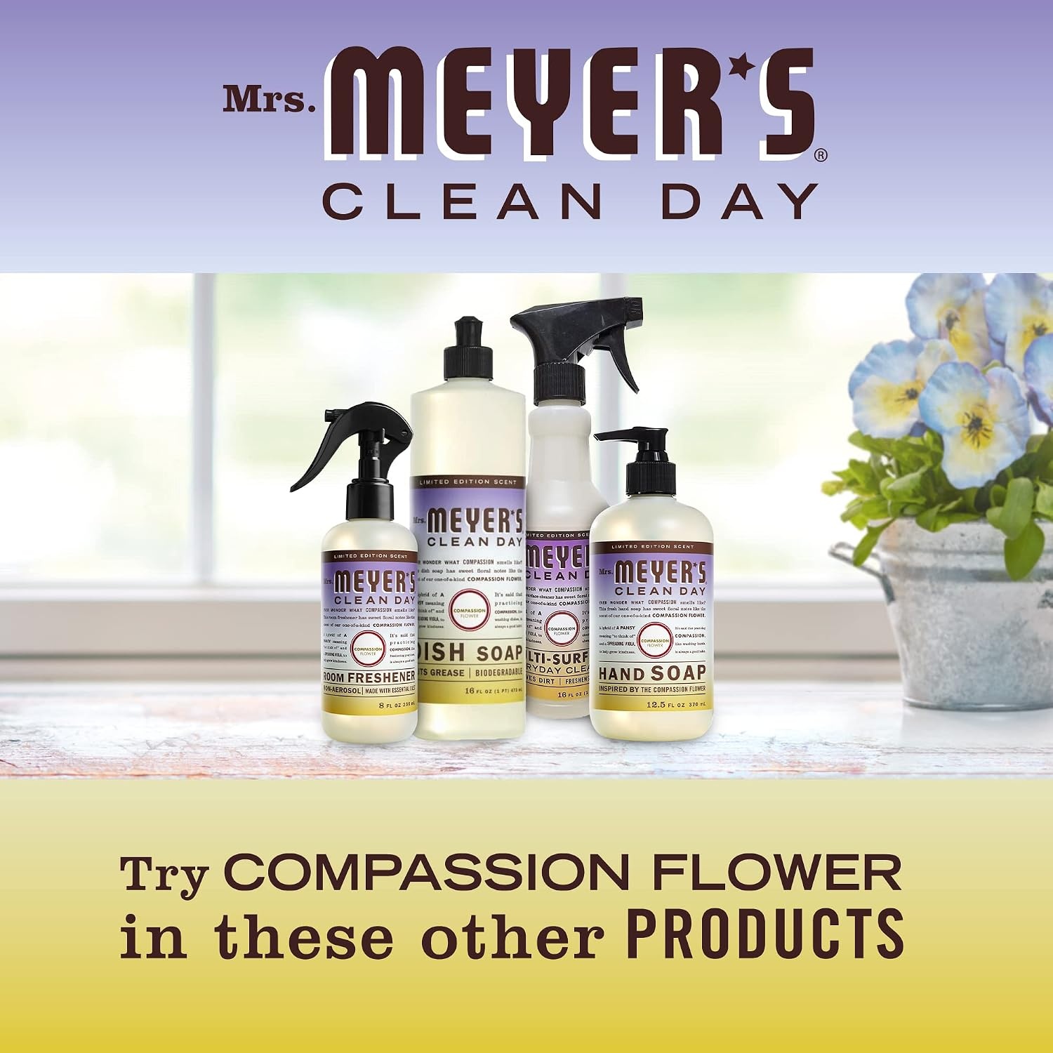 image:imageMRS MEYERS CLEAN DAY MultiSurface Cleaner Compassion Flower 3 Pack16 Fl Oz Pack of 6