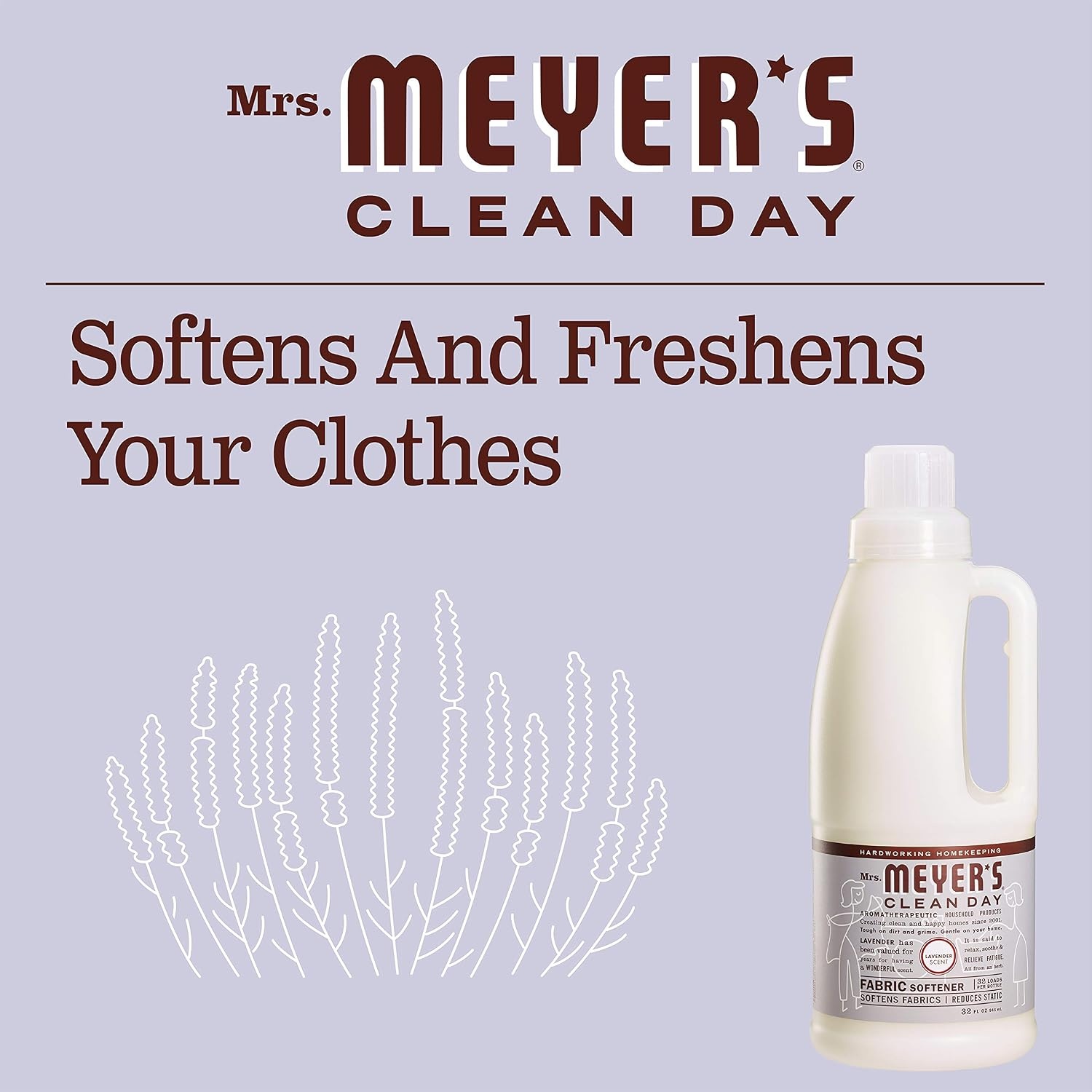 image:imageMrs Meyers Clean Day Liquid Fabric Softener Made Without Parabens Cruelty Free Formula Lavender Scent 32 OZ Pack of 1