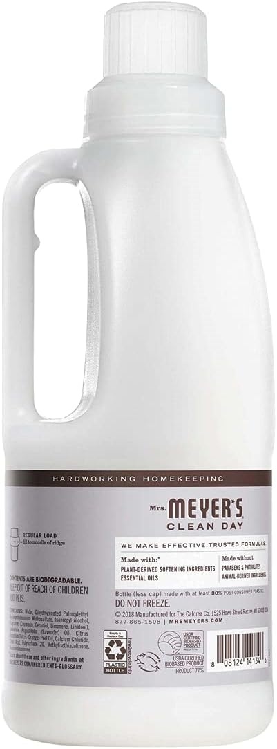 image:imageMrs Meyers Clean Day Liquid Fabric Softener Made Without Parabens Cruelty Free Formula Lavender Scent 32 OZ Pack of 1