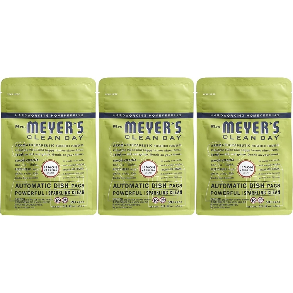 image:imageMRS MEYERS CLEAN DAY Dishwasher Pods Lemon Verbena 20 Count 3 PackLemon Verbena