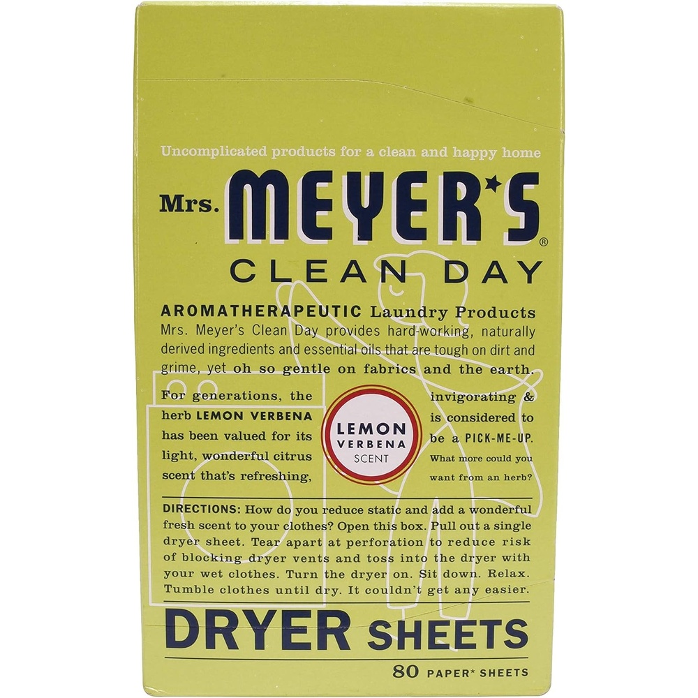 image:imageMRS MEYERS CLEAN DAY Dryer Sheets Fabric Softener Honeysuckle 80 CountLemon Verbena