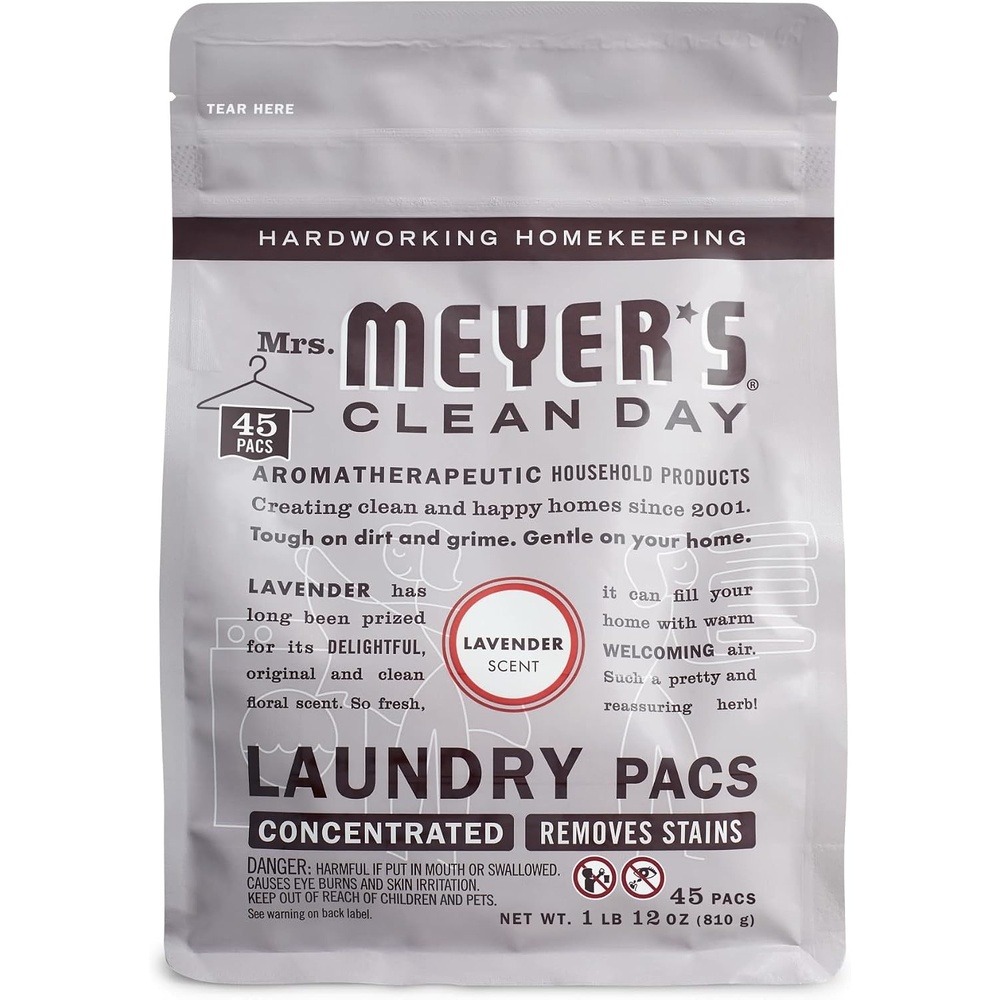 image:imageMRS MEYERS CLEAN DAY Laundry Detergent Pods Biodegradable Formula Ready to Use Laundry Pacs Lavender 45 Count