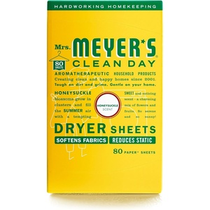 MRS. MEYER’S CLEAN DAY Dryer Sheets, Fabric Softener, Honeysuckle, 80 Count(Honeysuckle)