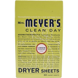MRS. MEYER’S CLEAN DAY Dryer Sheets, Fabric Softener, Honeysuckle, 80 Count(Lemon Verbena)