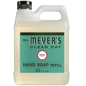 MRS. MEYER’S CLEAN DAY Hand Soap Refill, Geranium Scent, 33 Fl Oz Bottle(Basil)