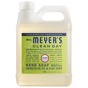 MRS. MEYER’S CLEAN DAY Hand Soap Refill, Geranium Scent, 33 Fl Oz Bottle(Lemon Verbena)