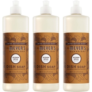 MRS. MEYER’S CLEAN DAY Liquid Dish Soap, Acorn Spice, 16 fl oz, 3 Pack(16 Fl Oz (Pack of 3))