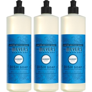 MRS. MEYER’S CLEAN DAY Liquid Dish Soap, Dandelion, 16 fl oz, 3 Pack(Blueberry)